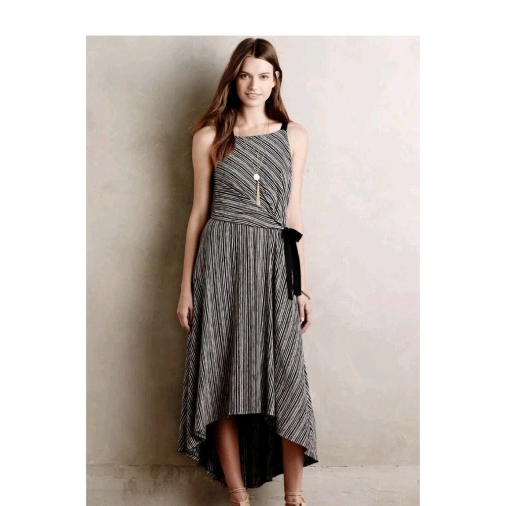 Anthropologie Maeve Black and Cream Stripped Dress